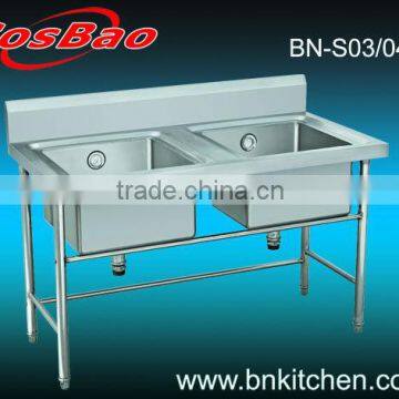 Double bowl restaurant kitchen sink table BN-S03/04