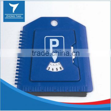 Novelty plastic parking disc with ice scraper 3 in 1