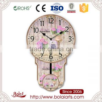 Pink home use pink hydrangea pendulum decorative clocks