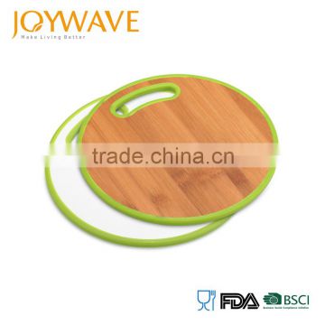 2016 new product organic 2 in 1 round bamboo cutting board