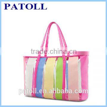 Large promotional waterproof transparent fashion pvc beach bag