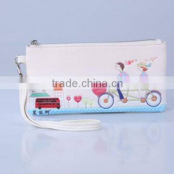 Hot Lady New Popular Lovers Printed Clutch Bag/Cheap Tourist Souvenir PU leather Printed lady wallet