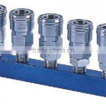 Manifold with Nitto/Japan type hose fitting air quick coupler ,5 way quick couplings