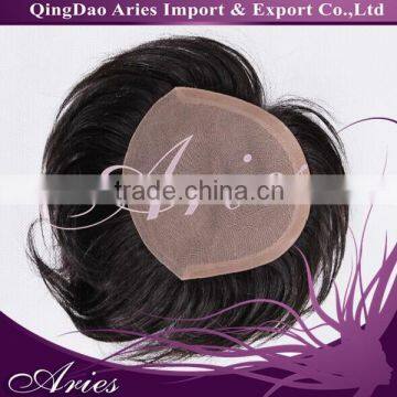 Real Hair Toupee for Men Hairpiece Monofilament base Black