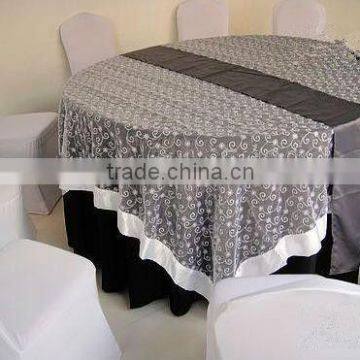 Ornate satin wedding table runner for round table