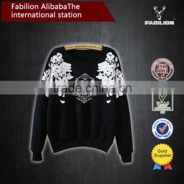 Winter New Korean Women O-neck Long-sleeved Sweaters Printing no Zipper Hoodie Jacket photo-3