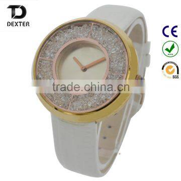 Luxury diamond genunine leather high quality fashion ladies watch