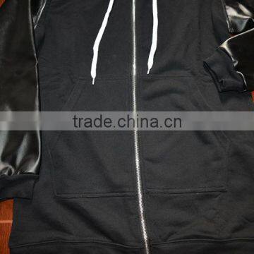 Elongated leather Hoods - Embroider performance sports pullover hoodie