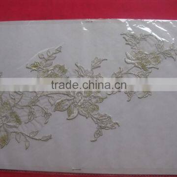 Hot selling gold cord embroidery applique for dress and home textiles