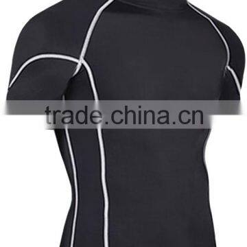 Black Color Men Skin Tight Shirt, weight lifting, compression base layer, Running, Training, Fitness Body Building