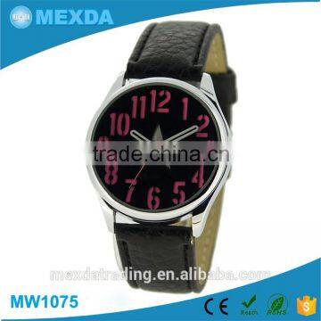 Couple Simple Design Japan Movt pu Leather Quartz Large Dial Watch