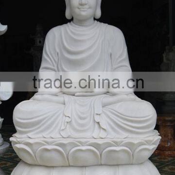 Shakyamuni Buddha Statue White Marble Stone Hand Carving Sculpture for Home Pagoda
