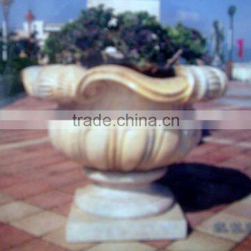 Garden split pot planter marble stone hand carved sculpture for home garden