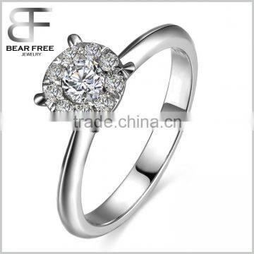 925 Sterling Silver 4 claws Setting with Clear Cubic Zirconia Stones Ladies ring Fashion Jewelry