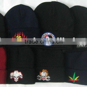 acrylic beanies,knitted hats,embroidered logo beanies