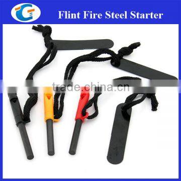 mini pocket fire starter ferro striker with whistle
