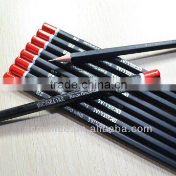 7" standard size hexagonal shape matt black coating body graphite 2B pencil sharpened with dipped end