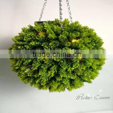 plastic plant grass ball artificial hanging topiary grass ball with led light