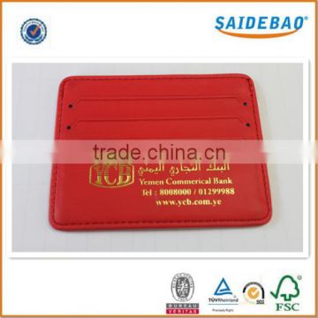 2016 Vintage style Chinese red genuine leather card holder, custom made leather card holder with delicate pocket