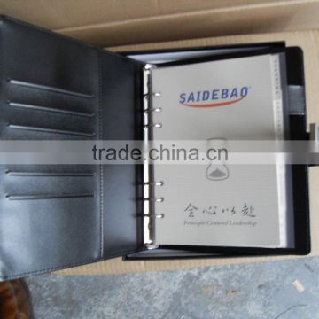 A4/A5 pu leather zipper portfolio with pen and gift box, leather portfolio for business person