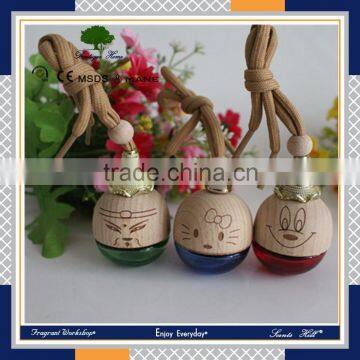 2016 new small shaped round bottom various colour wooden cap elegant fancy glass empty perfume bottle