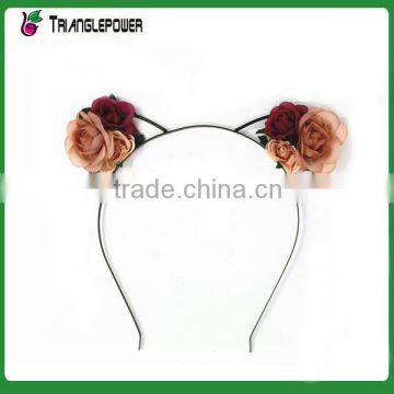 Lovely fabric rose flower metal ear headband cute alice band