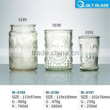 embossed glass candle holder/candle holder/glass candlestick