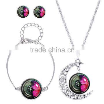 High Retro Sweater Chain Pendant Yin Yang Pattern Glass Cabochon Necklace photo-3