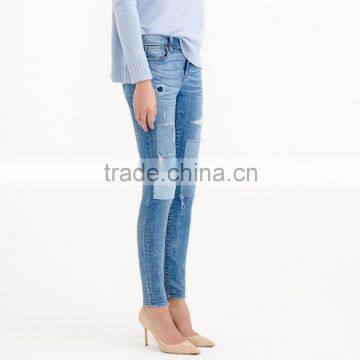 Ladies Sexy Super Skinny Patchwork Jeans photo-2