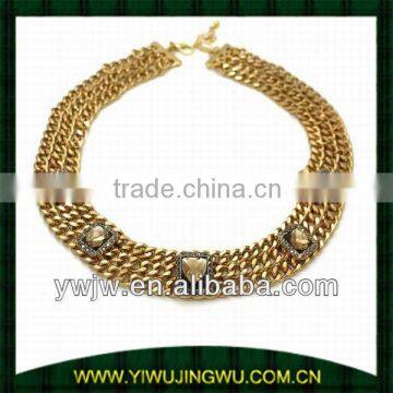 Jewelled Gold Chain Collar Necklace