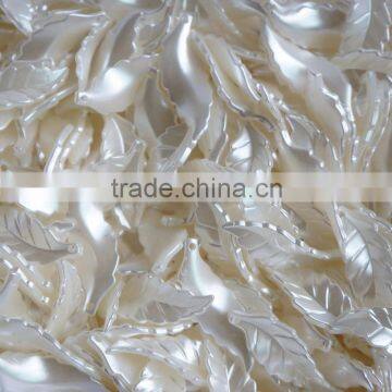 Double Oil Painting ABS Plastic Big Size Hair Accessory Leaf Pearl With Hole photo-4