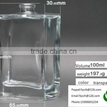 100 ml flat square transparent make-up perfume glass bottle