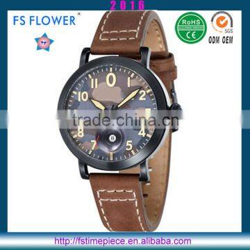 FS FLOWER - Genuine Leather Watch Japan Quartz Analog Movement Men's Watch