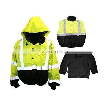 Hi Vis Workwear Fleece Liner Detatchable Sleeves and Hood Class 3 Safety Workwear