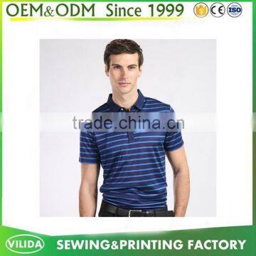 OEM casual slim fit mercerized cotton polo shirt stripes navy polo shirt supplier