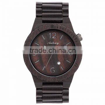 2015 Wooden Men Watch Ebony Case Even Strap / Japan Movement With Calendar photo-2