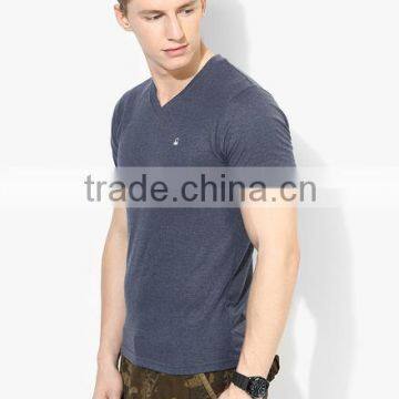 Latest Design Comfortable Loose Men Cotton White v Neck Printed t Shirt photo-3