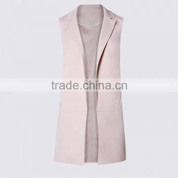 Autumn Winter Women Stone Sleeveless Blazer Open Crepe Jacket Wholesale