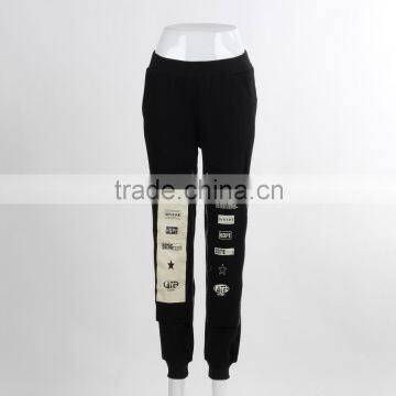 F5W30142 Women Black Printed Sweat Trousers