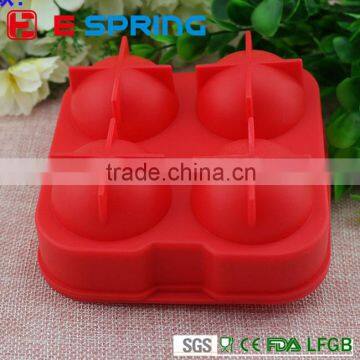 Hot Search Four Large Sphere Molds Cube Whiskey Cocktails With 4 X 4.5cm Capacity Tool Silicone Ice Ball Maker