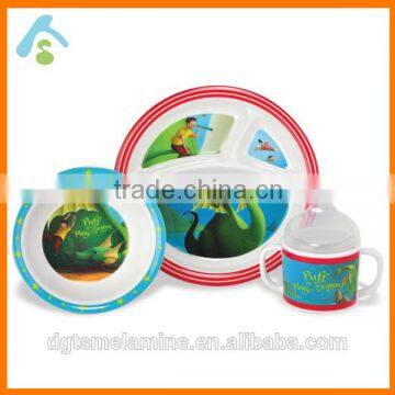 3 Piece Plastic Compartment Plate Bowl Tumbler Mealtime Set