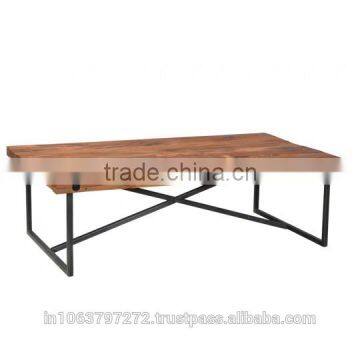 Coffee Table with Black Finish and Reclaimed Wood Top