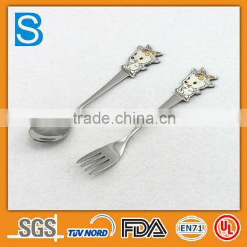 Popular style stinless steel kids fork spoon set