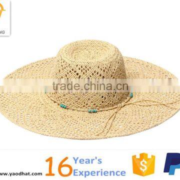 ladies handmade corchet wide brim floppy paper straw hats