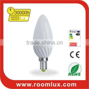 Ceramic E14/E12 LED candle bulb & chandelier light 5W Dia38X105mm