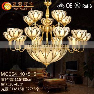 Simple creative style antique glass brass copper chandelier