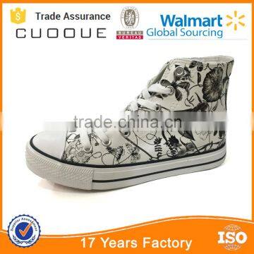 CHINA MANUFACTURE CHEAP MID CUT PRINTING CANVAS SHOES