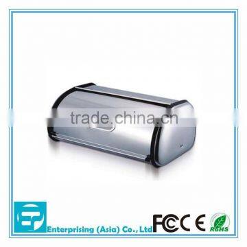 Household plain stainless steel bread bin with window