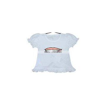 girls t-shirt kids cotton Ruffle Tee baby white soft tees little girls wholesale