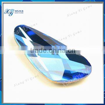 7x16mm High quality china manufacturing gemstone special crystal glass ocean blue bottom silver plated sapphire diamond price